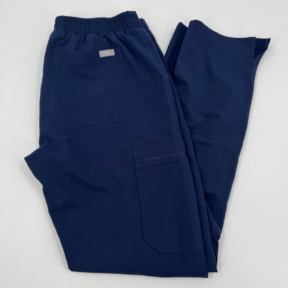 FIGS Technical Collection Scrub Pants Women Small Navy Blue Cargo Straight Leg